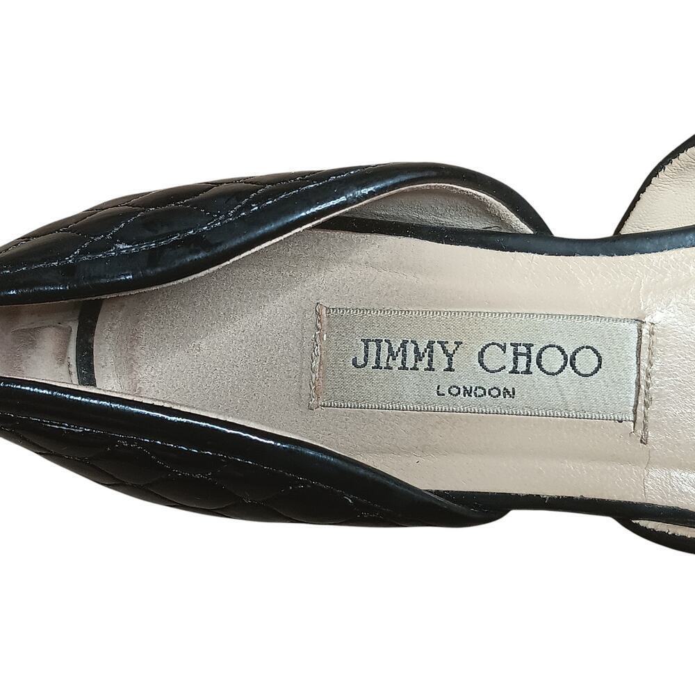 Jimmy Choo Black Quilted Leather Flats Size 37.5 Made in Italy Designer Shoes - Picture 9 of 14